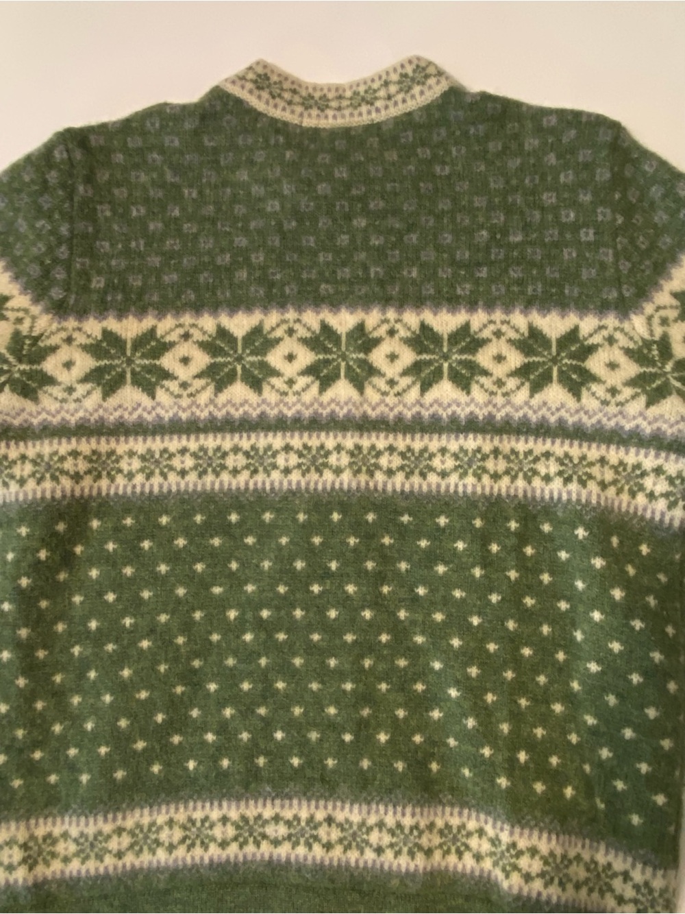Susan Bristol Green and Cream Wool Cardigan - Picture 4 of 6